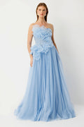 Flower Appliqué Princess Evening Dress -  8009