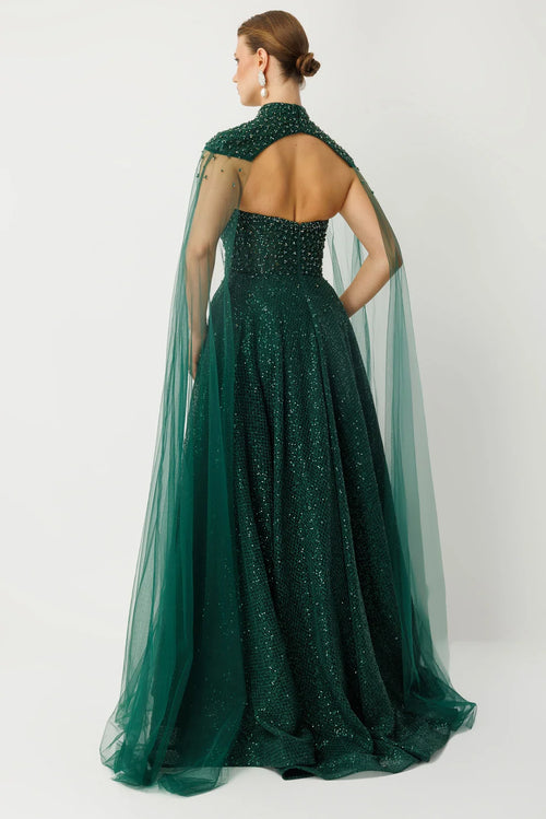 Emerald Sparkle Evening Dress 8011