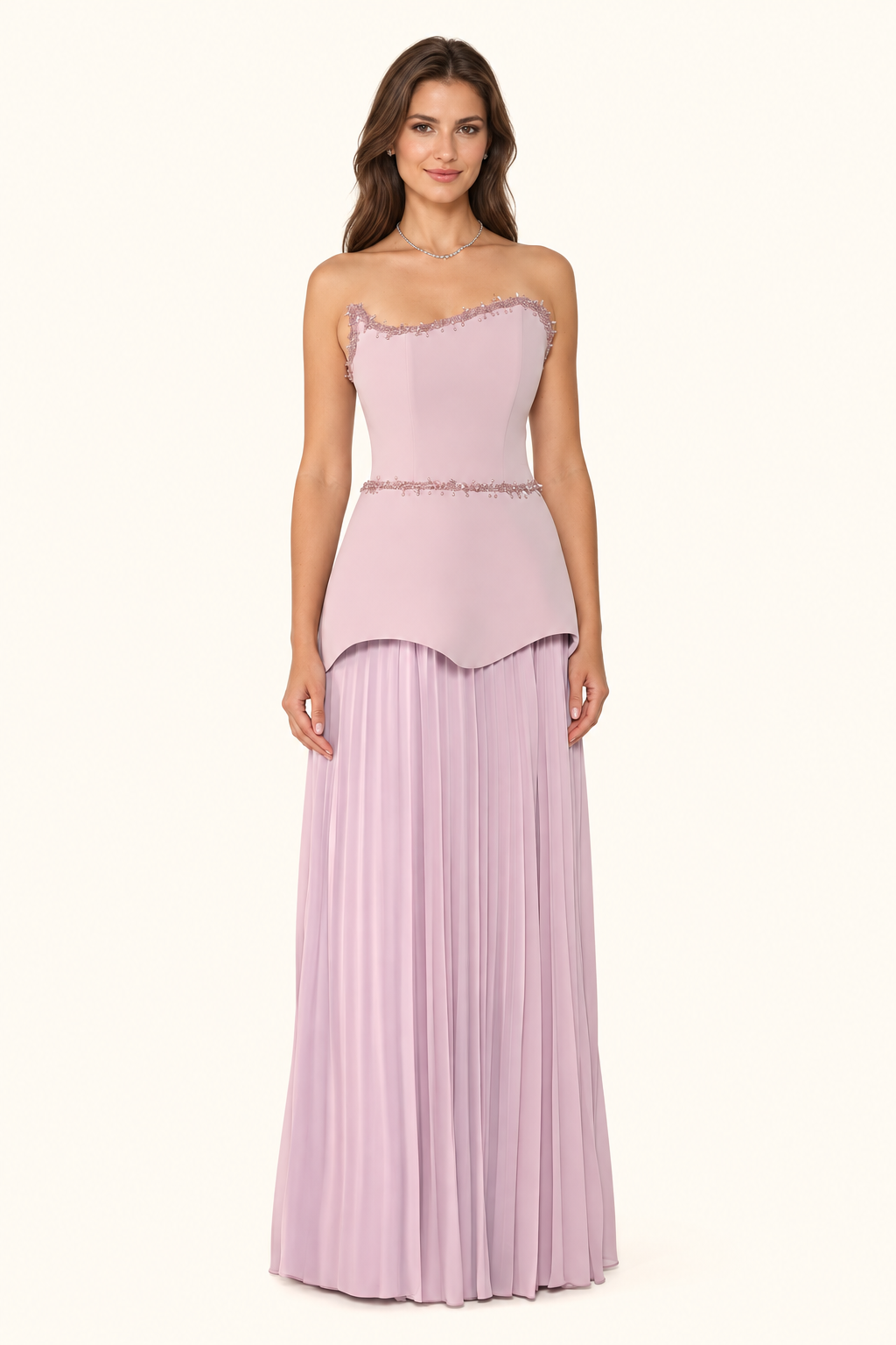 Liora — Strapless Chiffon Evening Gown - 307