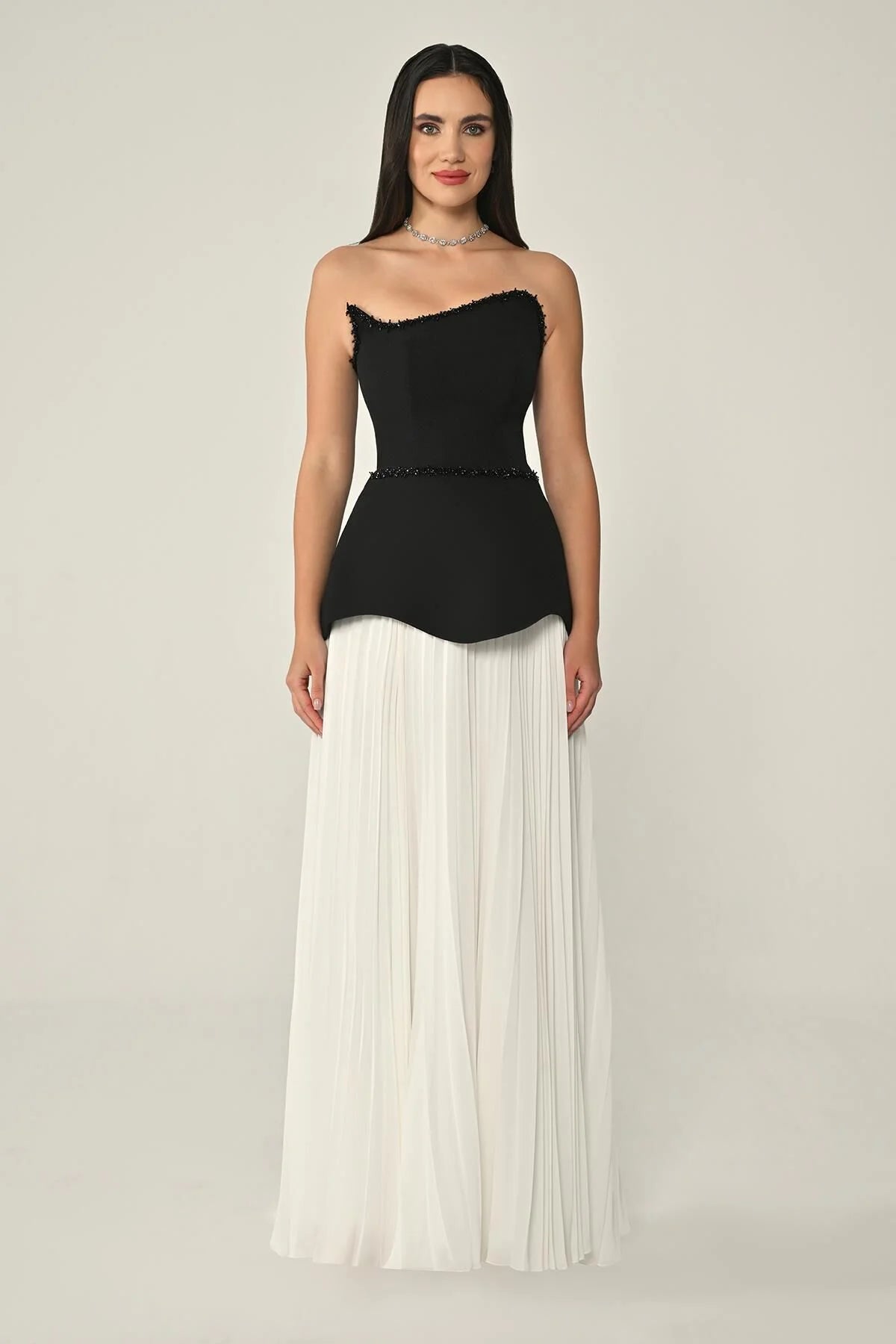 Liora — Strapless Chiffon Evening Gown - 307